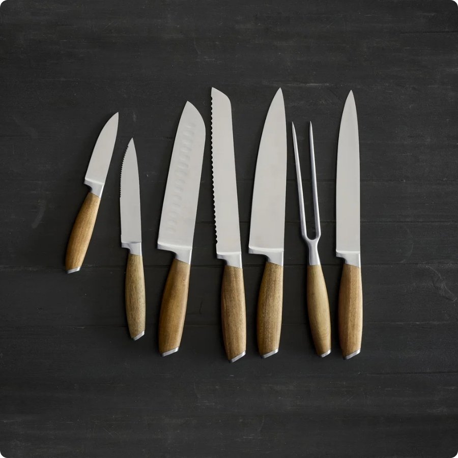 Knivsæt 7 dele Rustfrit stål/Akacie